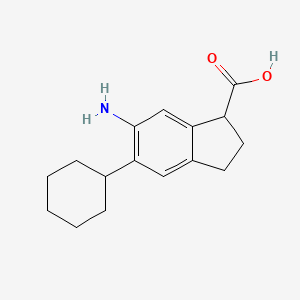 (+-)-6-Amino-5-cyclohexylindan-1-carboxylic acid