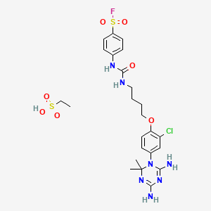 molecular formula C24H33ClFN7O7S2 B14686397 4-[4-[2-Chloro-4-(4,6-diamino-2,2-dimethyl-1,3,5-triazin-1-yl)phenoxy]butylcarbamoylamino]benzenesulfonyl fluoride;ethanesulfonic acid CAS No. 25313-16-0