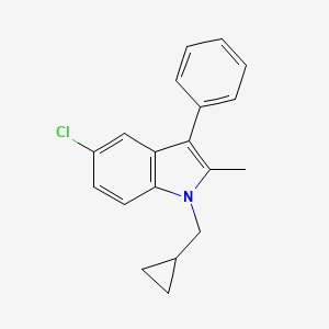 molecular formula C19H18ClN B14686405 5-Chloro-1-(cyclopropylmethyl)-2-methyl-3-phenyl-1H-indole CAS No. 33015-34-8