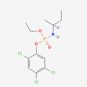 molecular formula C12H17Cl3NO3P B14686457 Phosphoramidic acid, sec-butyl-, ethyl 2,4,5-trichlorophenyl ester CAS No. 35944-79-7