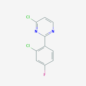 molecular formula C10H5Cl2FN2 B1468646 4-Chloro-2-(2-chloro-4-fluorophenyl)pyrimidine CAS No. 1342626-42-9