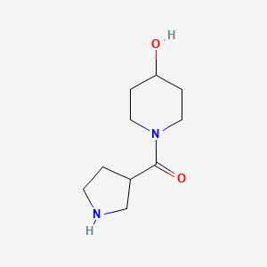 molecular formula C10H18N2O2 B1468647 1-(Pyrrolidine-3-carbonyl)piperidin-4-ol CAS No. 1342739-39-2
