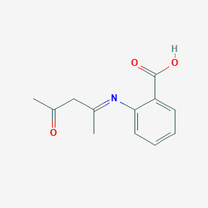 molecular formula C12H13NO3 B14686481 2-[(E)-(4-Oxopentan-2-ylidene)amino]benzoic acid CAS No. 34283-37-9