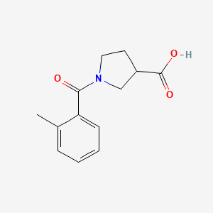 molecular formula C13H15NO3 B1468651 1-(2-Methylbenzoyl)pyrrolidine-3-carboxylic acid CAS No. 1482777-00-3