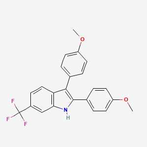 molecular formula C23H18F3NO2 B14686643 2,3-Bis(4-methoxyphenyl)-6-(trifluoromethyl)-1H-indole CAS No. 31878-30-5