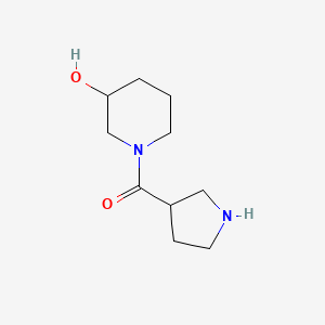 molecular formula C10H18N2O2 B1468668 1-(Pyrrolidine-3-carbonyl)piperidin-3-ol CAS No. 1282162-69-9