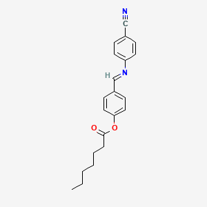 molecular formula C21H22N2O2 B14686713 4-{(E)-[(4-Cyanophenyl)imino]methyl}phenyl heptanoate CAS No. 36457-26-8