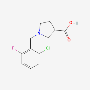 molecular formula C12H13ClFNO2 B1468674 1-[(2-Chloro-6-fluorophenyl)methyl]pyrrolidine-3-carboxylic acid CAS No. 1281277-43-7