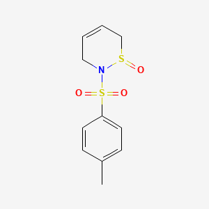 molecular formula C11H13NO3S2 B14686741 2-[(4-Methylphenyl)sulfonyl]-3,6-dihydro-2h-1,2-thiazine 1-oxide CAS No. 33210-01-4