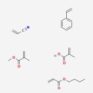 molecular formula C27H37NO6 B14686814 Butyl prop-2-enoate;methyl 2-methylprop-2-enoate;2-methylprop-2-enoic acid;prop-2-enenitrile;styrene CAS No. 31392-42-4