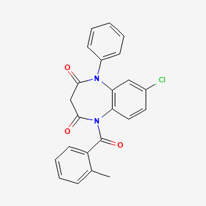 molecular formula C23H17ClN2O3 B14686869 7-Chloro-1-(2-methylbenzoyl)-5-phenyl-1H-1,5-benzodiazepine-2,4(3H,5H)-dione CAS No. 24826-53-7