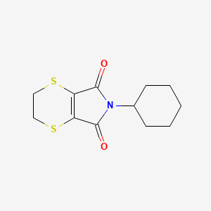 molecular formula C12H15NO2S2 B14686884 p-Dithiin-2,3-dicarboximide, 5,6-dihydro-N-cyclohexyl- CAS No. 34419-08-4