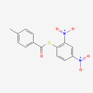 molecular formula C14H10N2O5S B14687329 Benzenecarbothioic acid, 4-methyl-, S-(2,4-dinitrophenyl) ester CAS No. 35539-23-2