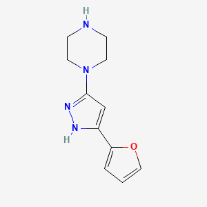 molecular formula C11H14N4O B1468746 1-(5-(furan-2-yl)-1H-pyrazol-3-yl)piperazine CAS No. 1347088-84-9