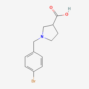 molecular formula C12H14BrNO2 B1468762 1-[(4-Bromophenyl)methyl]pyrrolidine-3-carboxylic acid CAS No. 1339074-26-8