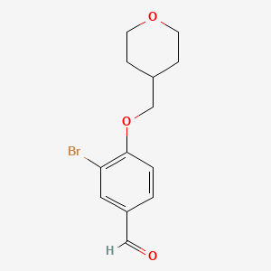 molecular formula C13H15BrO3 B1468766 3-Bromo-4-(tetrahydropyran-4-ylmethoxy)benzaldehyde CAS No. 1409894-40-1