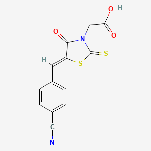 molecular formula C13H8N2O3S2 B14687676 [(5Z)-5-(4-cyanobenzylidene)-4-oxo-2-thioxo-1,3-thiazolidin-3-yl]acetic acid CAS No. 29947-11-3