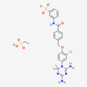 3-[[4-[[4-[4,6-Bis(azanyl)-2,2-dimethyl-1,3,5-triazin-1-yl]-2-chloranyl-phenoxy]methyl]phenyl]carbonylamino]benzenesulfonyl fluoride; ethanesulfonic acid