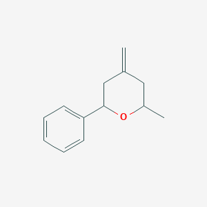 molecular formula C13H16O B14687969 2H-Pyran, tetrahydro-2-methyl-4-methylene-6-phenyl- CAS No. 30310-41-9