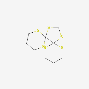 molecular formula C9H14S6 B14687972 1,5,8,12,13,15-Hexathiadispiro[5.0.5.3]pentadecane CAS No. 33145-04-9