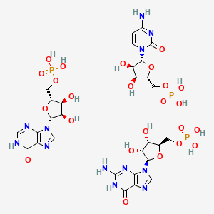 molecular formula C29H41N12O24P3 B14688066 [(2R,3S,4R,5R)-5-(2-amino-6-oxo-1H-purin-9-yl)-3,4-dihydroxyoxolan-2-yl]methyl dihydrogen phosphate;[(2R,3S,4R,5R)-5-(4-amino-2-oxopyrimidin-1-yl)-3,4-dihydroxyoxolan-2-yl]methyl dihydrogen phosphate;[(2R,3S,4R,5R)-3,4-dihydroxy-5-(6-oxo-1H-purin-9-yl)oxolan-2-yl]methyl dihydrogen phosphate CAS No. 34607-23-3