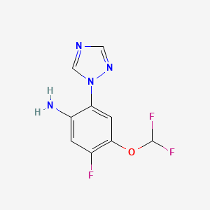 molecular formula C9H7F3N4O B1468812 4-(二氟甲氧基)-5-氟-2-(1H-1,2,4-三唑-1-基)苯胺 CAS No. 1411217-07-6