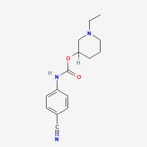 molecular formula C15H19N3O2 B14688134 p-Cyanocarbanilic acid, N-ethyl-3-piperidinyl ester CAS No. 33592-97-1