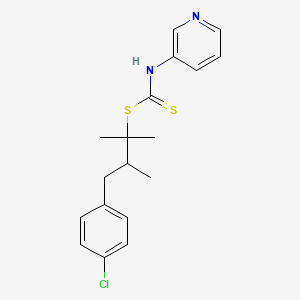 molecular formula C18H21ClN2S2 B14688171 (4-Chlorophenyl)methyl 1,1-dimethylpropyl 3-pyridinylcarbonimidodithioate CAS No. 34763-25-2