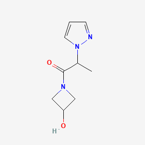 molecular formula C9H13N3O2 B1468822 1-(3-hydroxyazetidin-1-yl)-2-(1H-pyrazol-1-yl)propan-1-one CAS No. 1343191-65-0