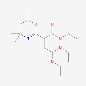 B14688230 Ethyl 4,4-diethoxy-2-(4,4,6-trimethyl-5,6-dihydro-1,3-oxazin-2-yl)butanoate CAS No. 34579-33-4