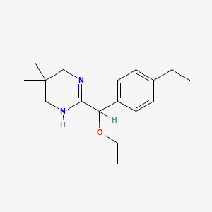 molecular formula C18H28N2O B14688320 3,4,5,6-Tetrahydro-5,5-dimethyl-2-(alpha-ethoxy-4-isopropylbenzyl)pyrimidine CAS No. 33236-08-7