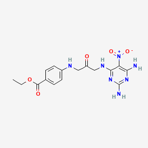 molecular formula C16H19N7O5 B14688397 Ethyl 4-[[3-[(2,6-diamino-5-nitropyrimidin-4-yl)amino]-2-oxopropyl]amino]benzoate CAS No. 23853-05-6