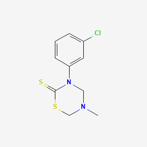 molecular formula C10H11ClN2S2 B14688414 2H-1,3,5-Thiadiazine-2-thione, tetrahydro-3-(m-chlorophenyl)-5-methyl- CAS No. 23515-19-7