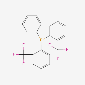 molecular formula C20H13F6P B14688476 Phenylbis[2-(trifluoromethyl)phenyl]phosphane CAS No. 25688-43-1