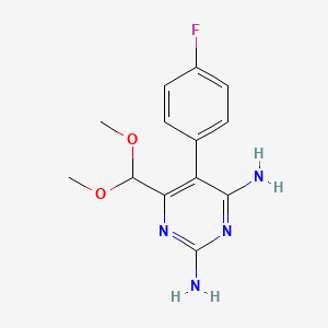 molecular formula C13H15FN4O2 B14688504 6-(Dimethoxymethyl)-5-(4-fluorophenyl)pyrimidine-2,4-diamine CAS No. 31349-28-7