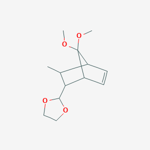 molecular formula C13H20O4 B14688614 5-(1,3-Dioxolan-2-yl)-6-methyl-2-norbornen-7-one dimethyl acetal CAS No. 31969-65-0