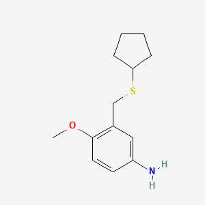 molecular formula C13H19NOS B1468872 3-[(Cyclopentylsulfanyl)methyl]-4-methoxyaniline CAS No. 1343811-07-3