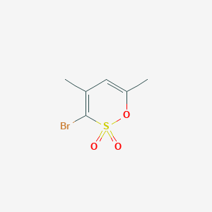 molecular formula C6H7BrO3S B14688723 3-Bromo-4,6-dimethyl-2H-1,2lambda~6~-oxathiine-2,2-dione CAS No. 23553-24-4