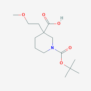 molecular formula C14H25NO5 B1468873 1-(tert-Butoxycarbonyl)-3-(2-methoxyethyl)-3-piperidinecarboxylic acid CAS No. 1491621-28-3