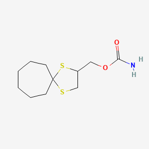 molecular formula C11H19NO2S2 B14688759 1,4-Dithiaspiro(4.5)undecane-2-methanol, carbamate CAS No. 35801-65-1