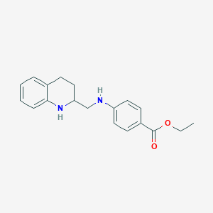 molecular formula C19H22N2O2 B14688856 Ethyl 4-[(1,2,3,4-tetrahydroquinolin-2-ylmethyl)amino]benzoate CAS No. 25119-45-3