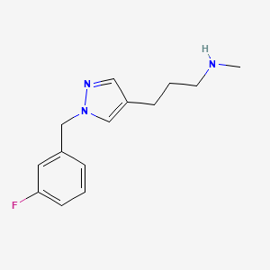 molecular formula C14H18FN3 B1468886 (3-{1-[(3-氟苯基)甲基]-1H-吡唑-4-基}丙基)(甲基)胺 CAS No. 1498449-37-8