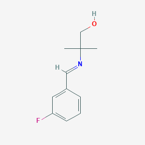 molecular formula C11H14FNO B14689082 2-{(E)-[(3-Fluorophenyl)methylidene]amino}-2-methylpropan-1-ol CAS No. 25458-02-0