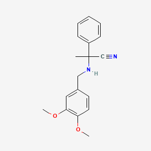 molecular formula C18H20N2O2 B14689136 2-[(3,4-Dimethoxybenzyl)amino]-2-phenylpropanenitrile CAS No. 32153-05-2