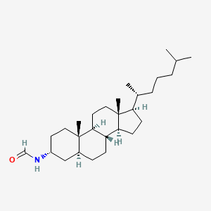 molecular formula C28H49NO B14689155 N-[(3R,5S,8R,9S,10S,13R,14S,17R)-10,13-dimethyl-17-[(2R)-6-methylheptan-2-yl]-2,3,4,5,6,7,8,9,11,12,14,15,16,17-tetradecahydro-1H-cyclopenta[a]phenanthren-3-yl]formamide CAS No. 24306-95-4