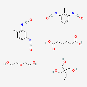 molecular formula C34H46N4O14 B14689233 1,3-Diisocyanato-2-methylbenzene; 2,4-diisocyanato-1-methylbenzene; 2-ethyl-2-(hydroxymethyl)propane-1,3-diol; hexanedioic acid; 2-(2-hydroxyethoxy)ethanol CAS No. 34557-94-3