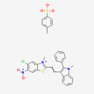 5-Chloro-3-methyl-2-[2-(1-methyl-2-phenylindol-3-yl)ethenyl]-6-nitro-1,3-benzothiazol-3-ium;4-methylbenzenesulfonate