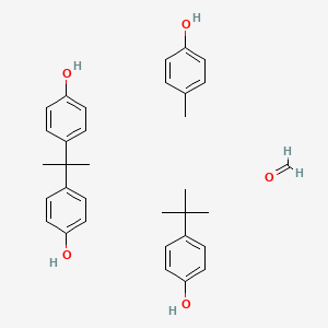 molecular formula C33H40O5 B14689404 4-Tert-butylphenol;formaldehyde;4-[2-(4-hydroxyphenyl)propan-2-yl]phenol;4-methylphenol CAS No. 26022-00-4