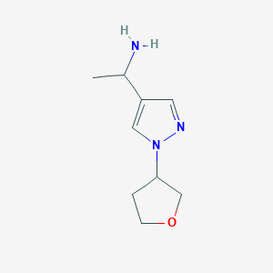 molecular formula C9H15N3O B1468942 1-[1-(oxolan-3-yl)-1H-pyrazol-4-yl]ethan-1-amine CAS No. 1343776-41-9
