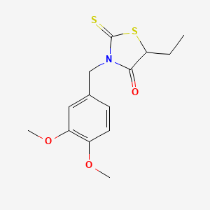 molecular formula C14H17NO3S2 B14689483 5-Ethyl-3-veratrylrhodanine CAS No. 23538-07-0